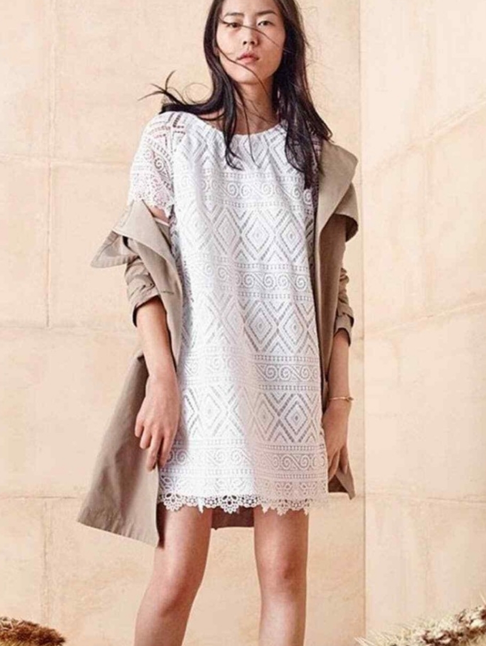 Madewell Lyric White Dress Lace Crochet Short Sleeve Shift Size 4